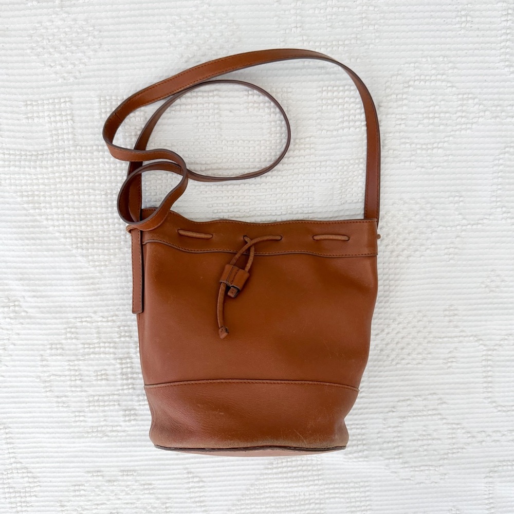 Jenni Kayne leather Mini drawstring bag in Saddle